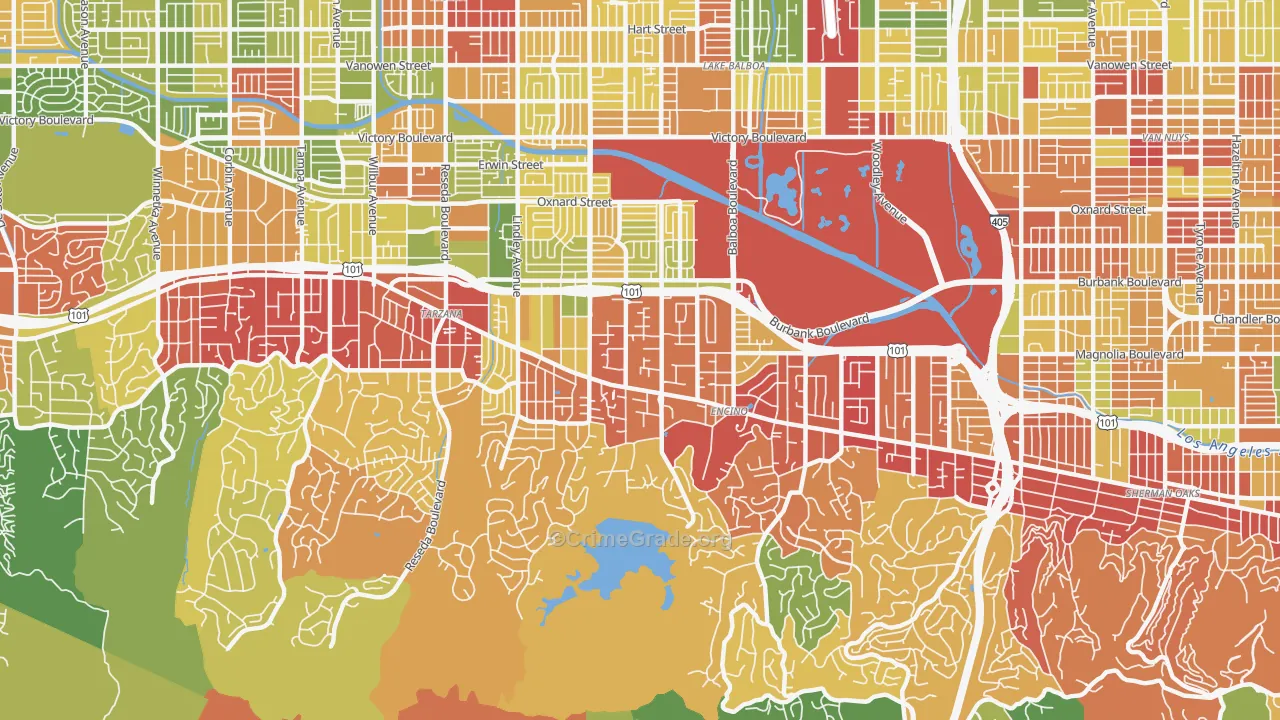 Encino, CA Map of Drug-Related Crime Rates
