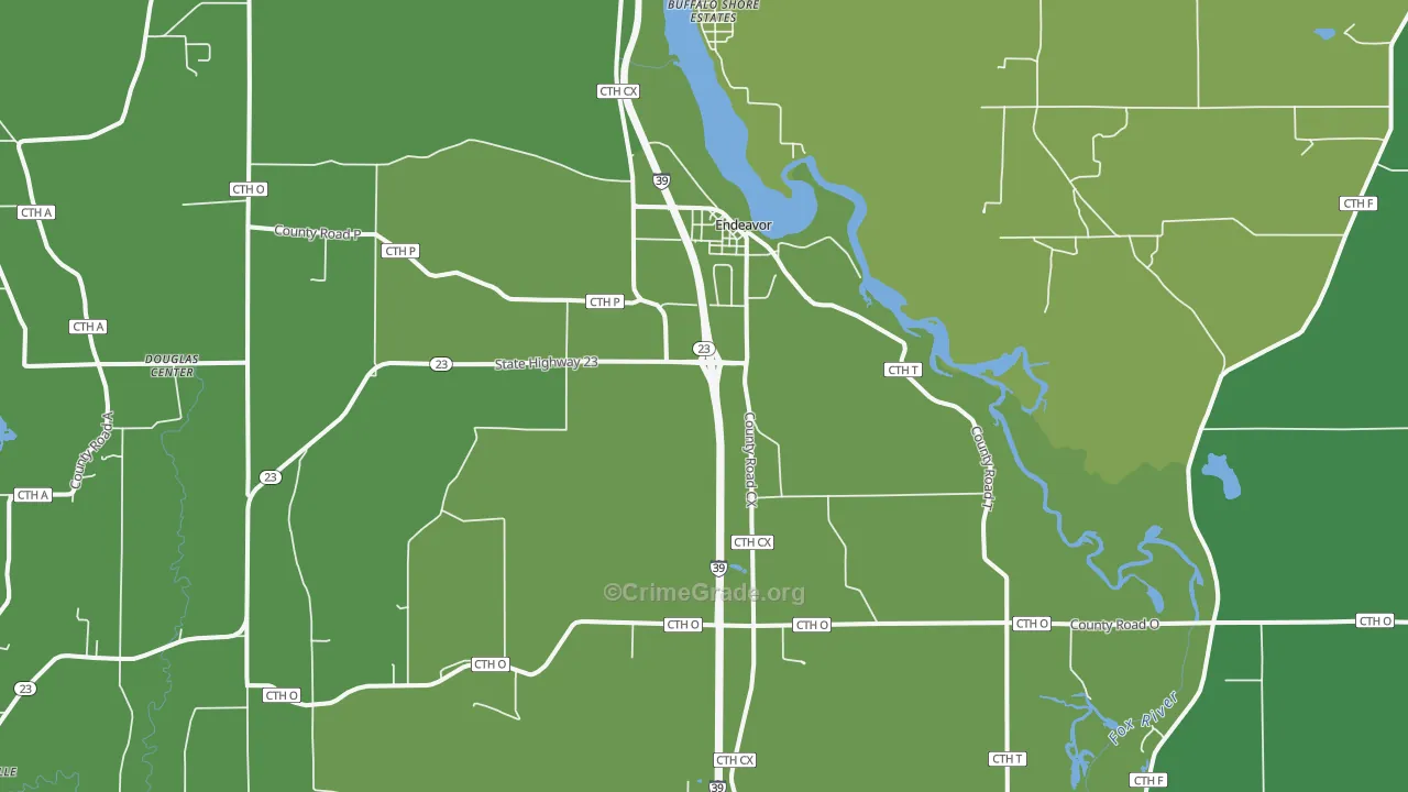 Endeavor, WI Map of Drug-Related Crime Rates