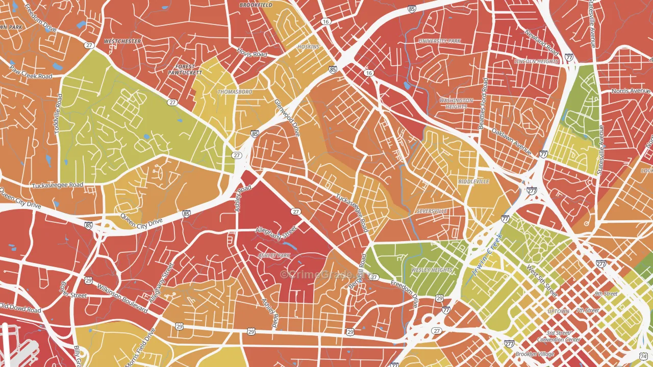 Enderly Park, Charlotte, NC Map of Drug-Related Crime Rates