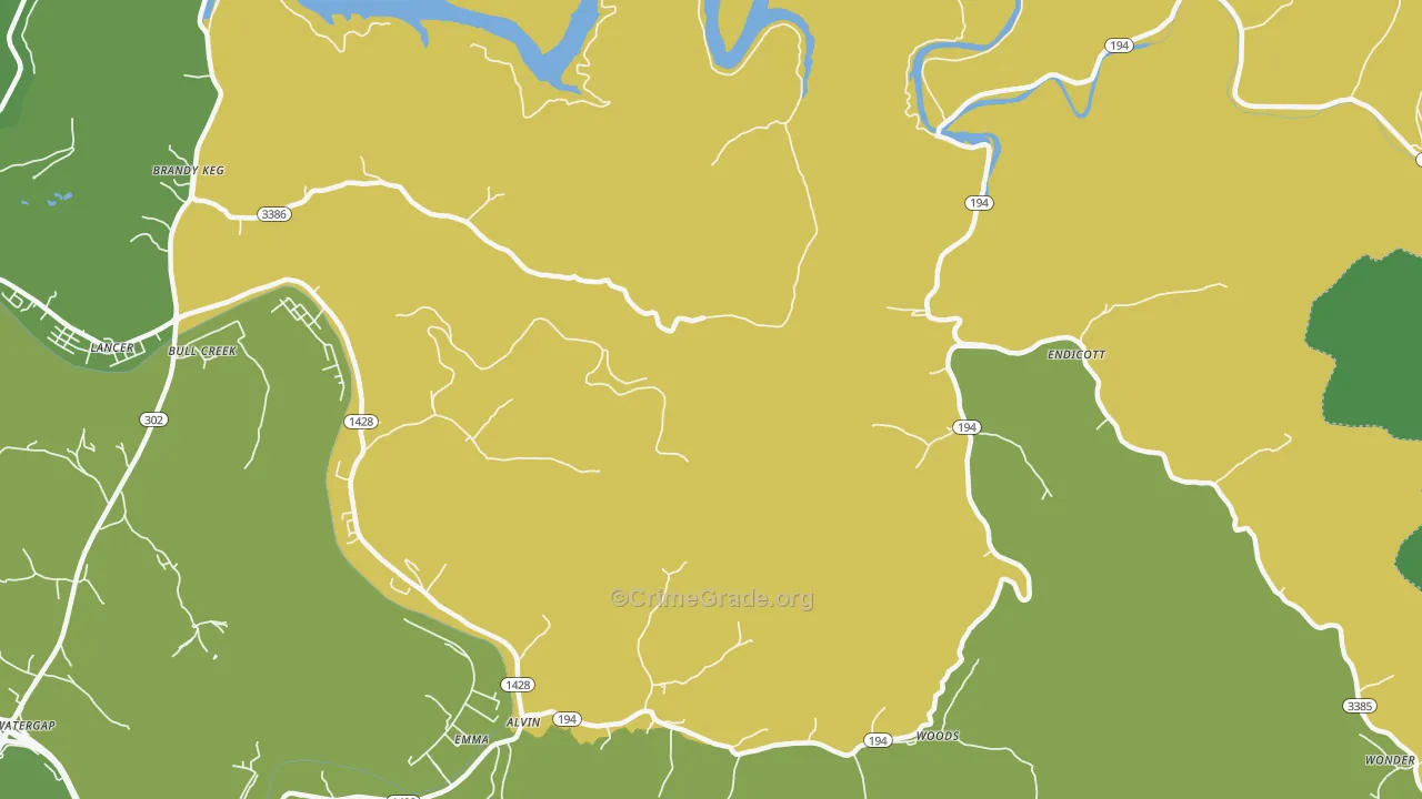 Endicott, KY Map of Drug-Related Crime Rates