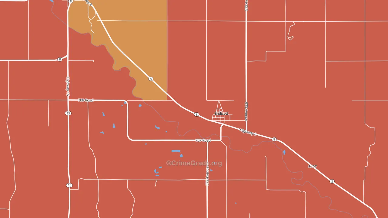 Endicott, NE Map of Drug-Related Crime Rates