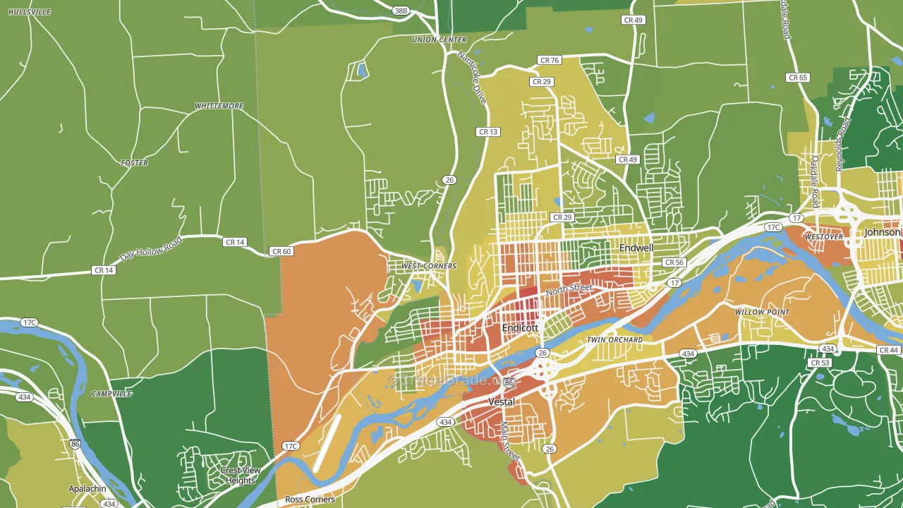 Endicott, NY Map of Drug-Related Crime Rates