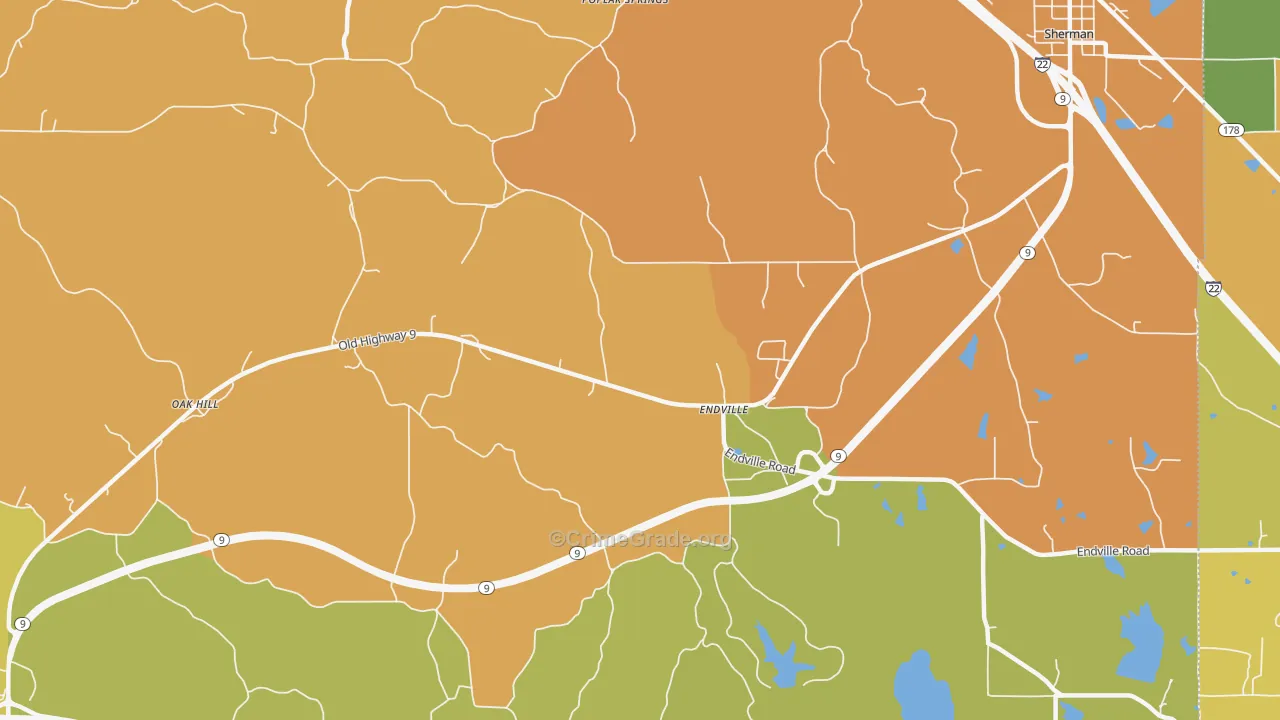 Endville, MS Map of Drug-Related Crime Rates