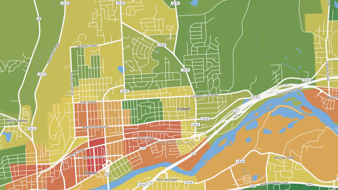 Endwell, NY Map of Drug-Related Crime Rates
