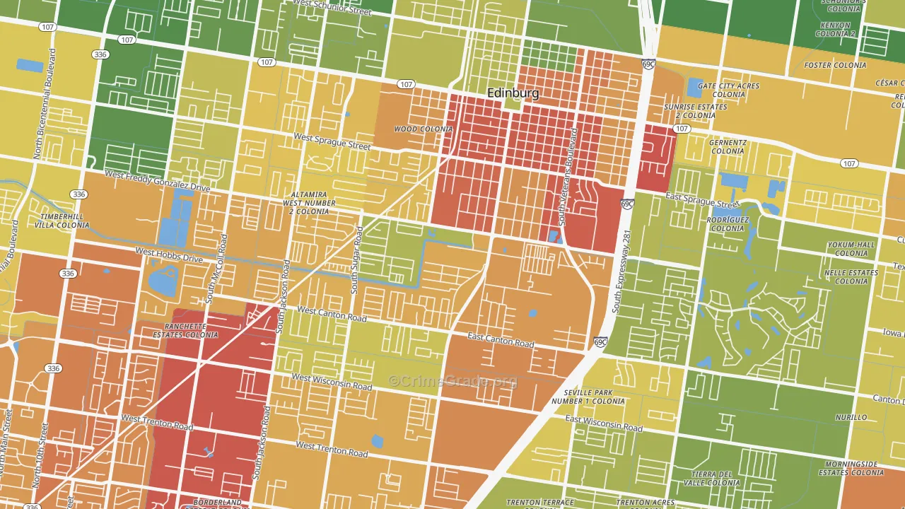 Enfield Estates, Edinburg, TX Map of Drug-Related Crime Rates