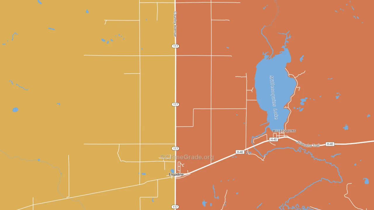 Engadine, MI Map of Drug-Related Crime Rates