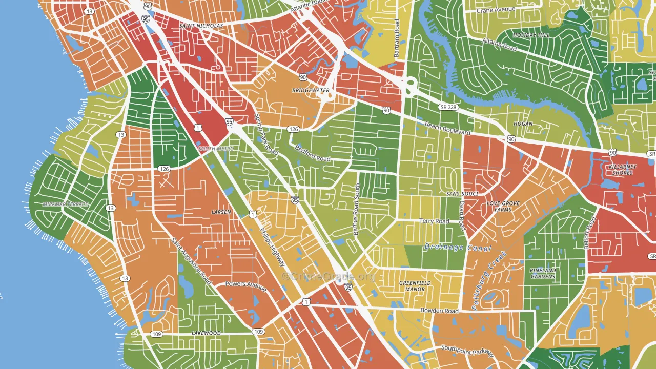 Englewood, Jacksonville, FL Map of Drug-Related Crime Rates
