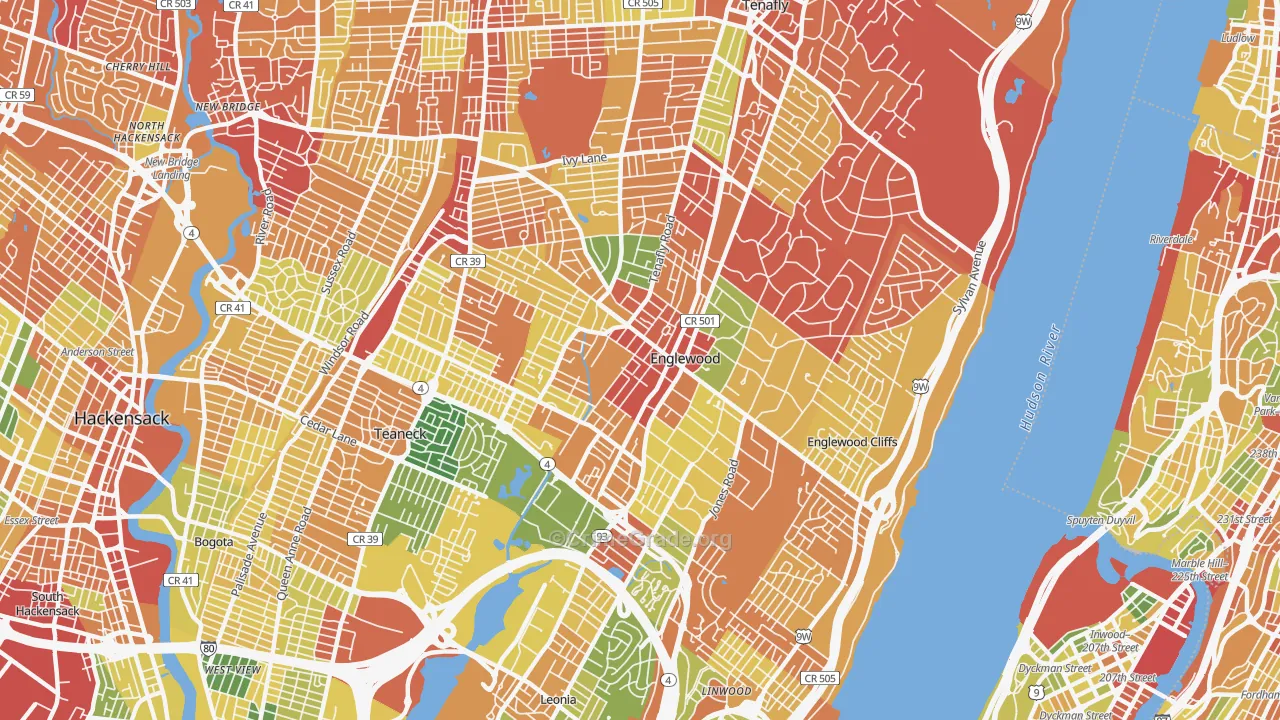 Englewood, NJ Map of Drug-Related Crime Rates