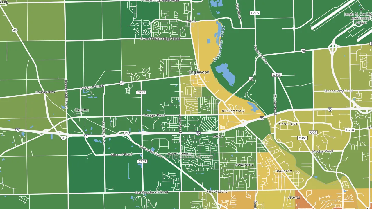 Englewood, OH Map of Drug-Related Crime Rates