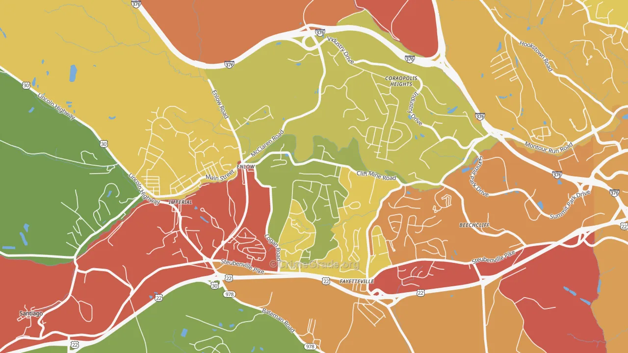 Enlow, PA Map of Drug-Related Crime Rates