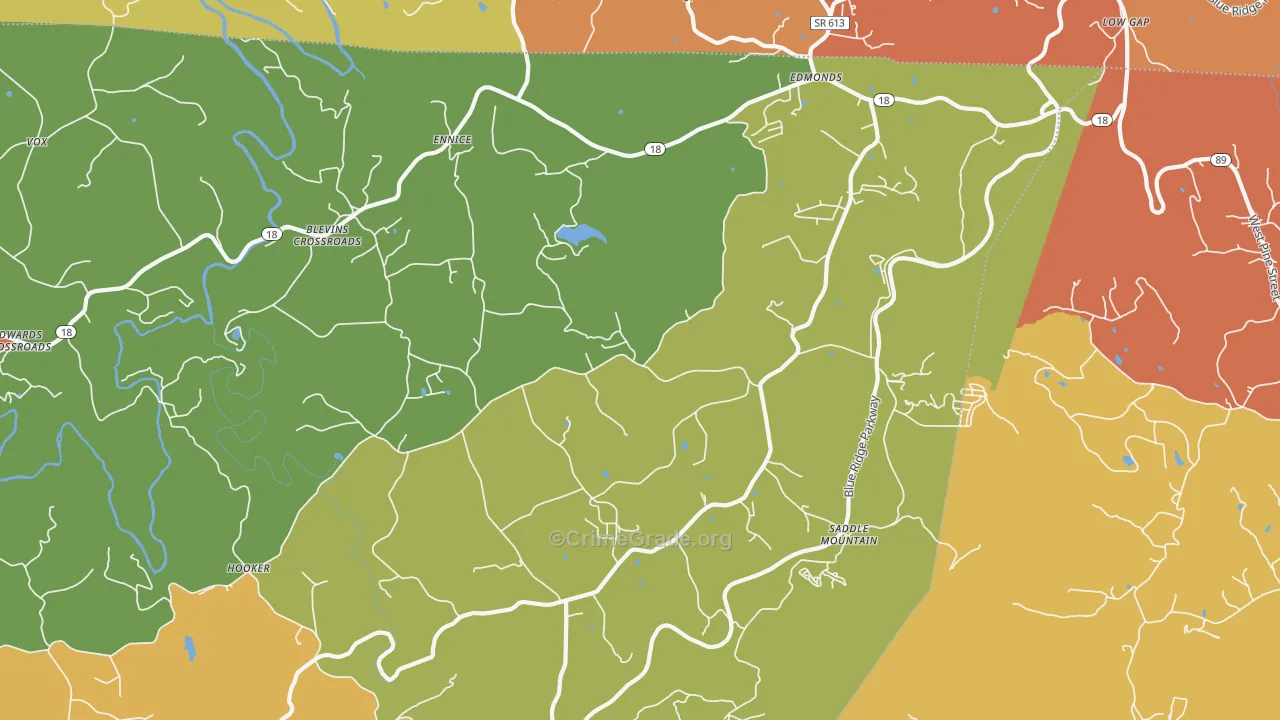 Ennice, NC Map of Drug-Related Crime Rates