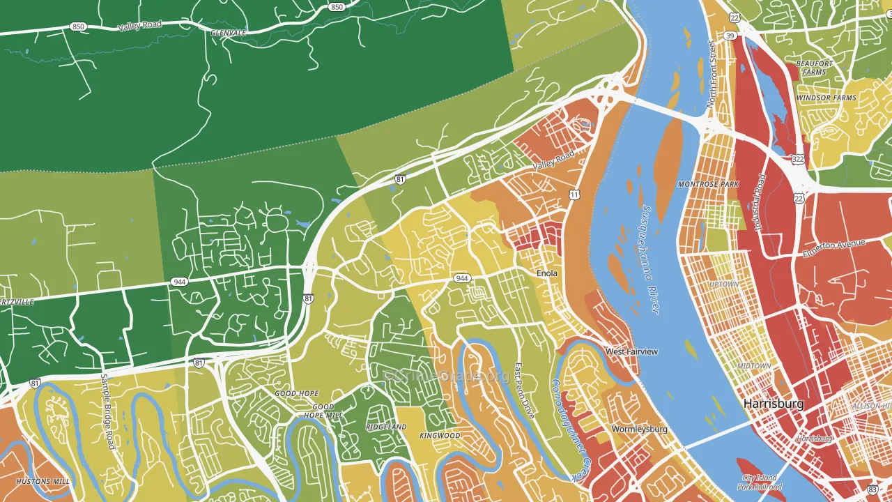 Enola, PA Map of Drug-Related Crime Rates
