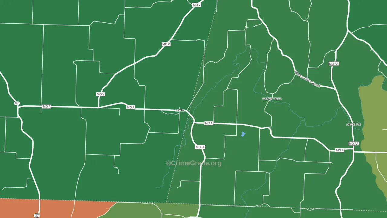 Enon, MO Map of Drug-Related Crime Rates
