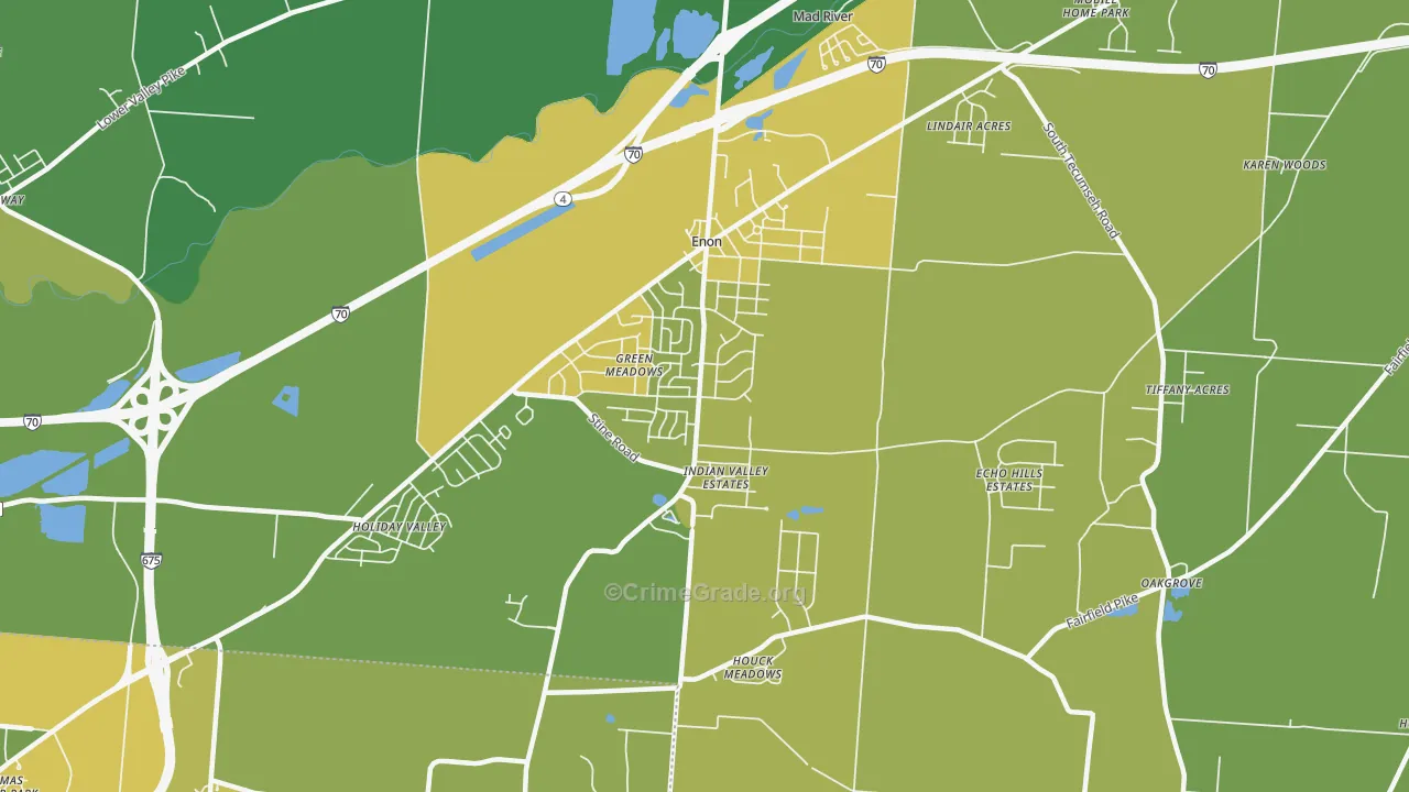Enon, OH Map of Drug-Related Crime Rates