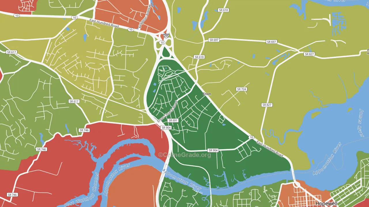 Enon, VA Map of Drug-Related Crime Rates