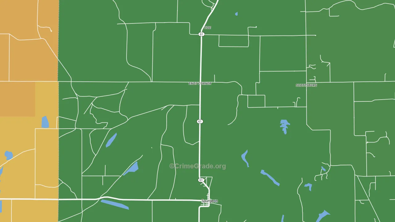 Enos Corner, IN Map of Drug-Related Crime Rates