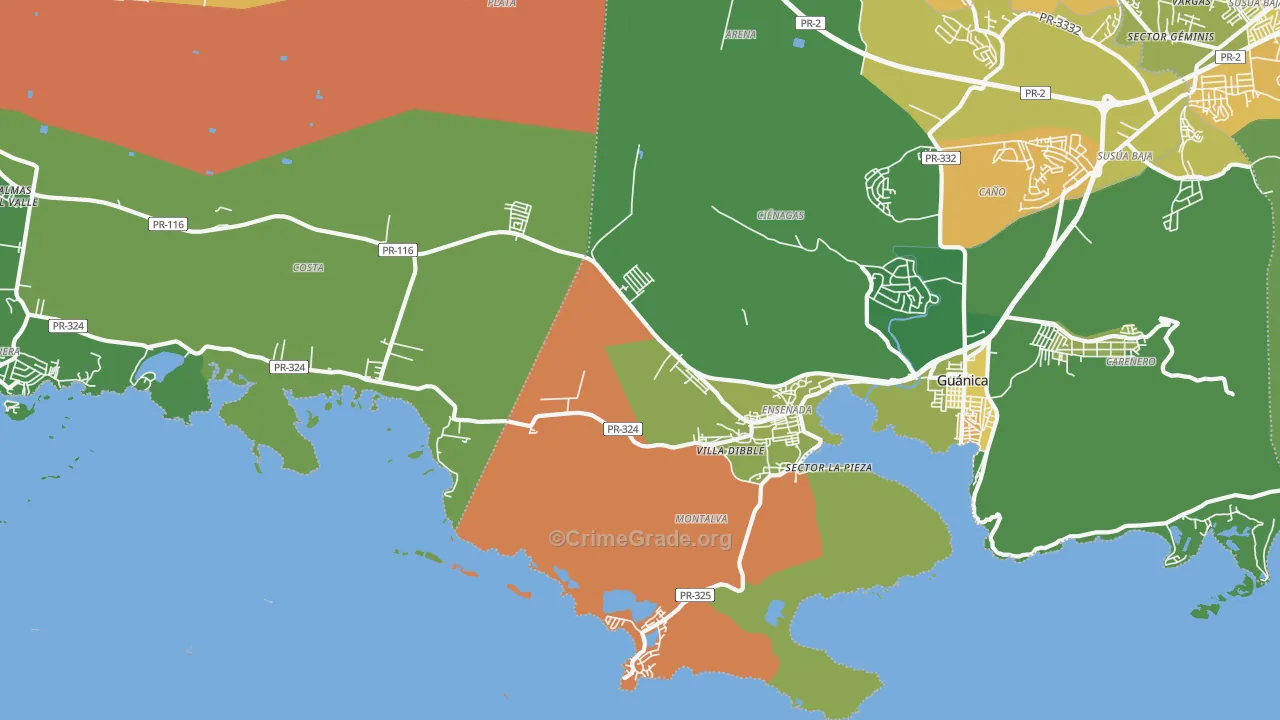Ensenada, PR Map of Drug-Related Crime Rates