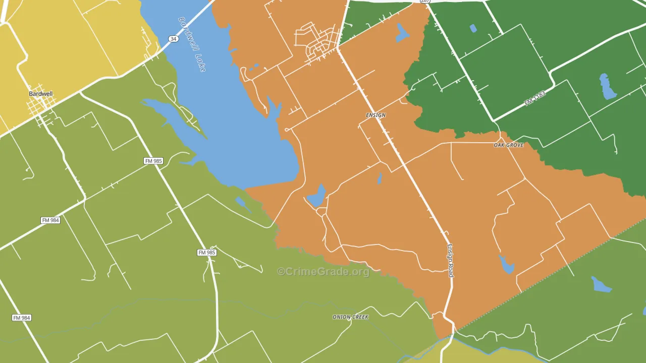 Ensign, TX Map of Drug-Related Crime Rates