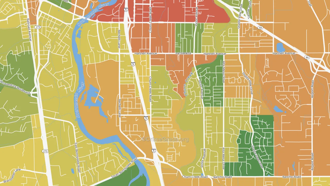 Enterprise, Redding, CA Map of Drug-Related Crime Rates