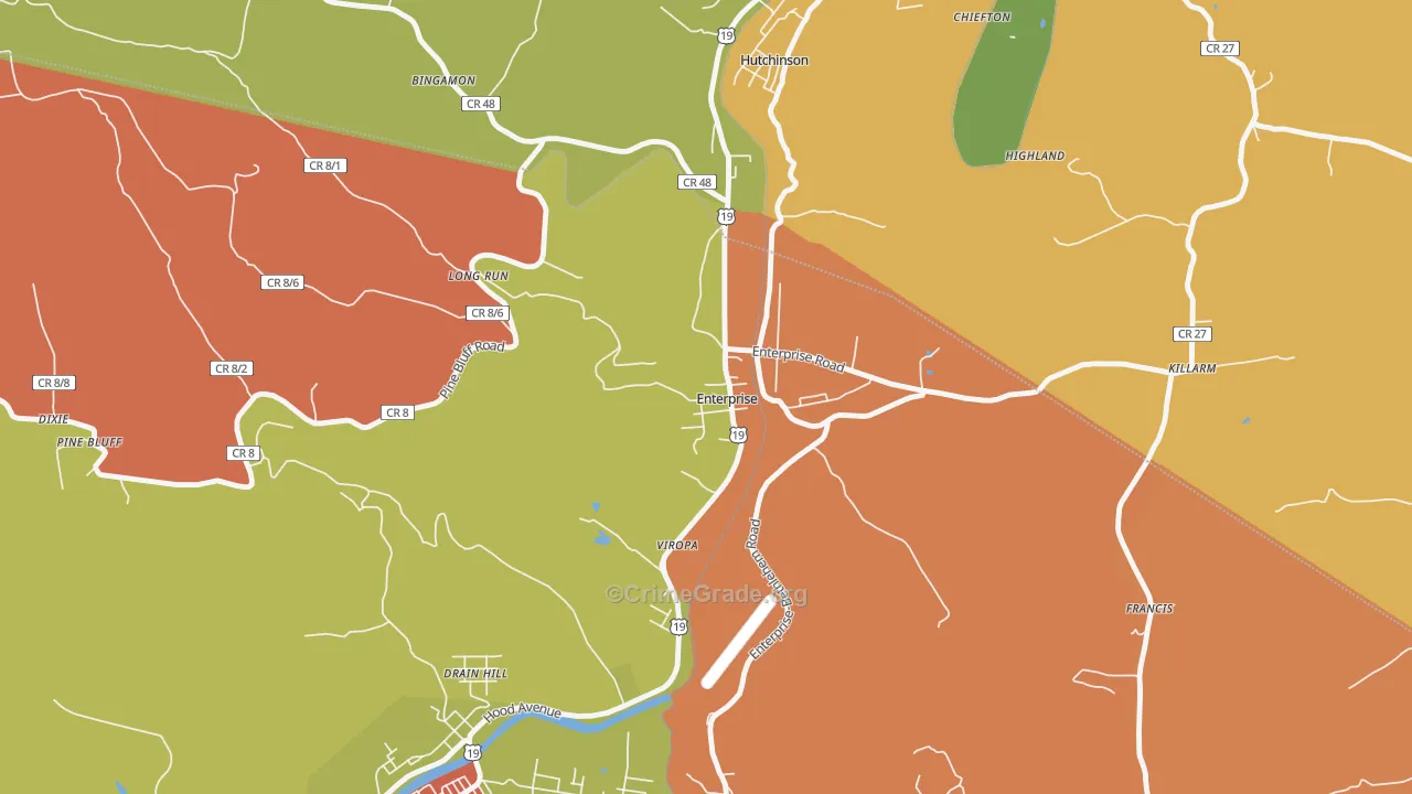 Enterprise, WV Map of Drug-Related Crime Rates