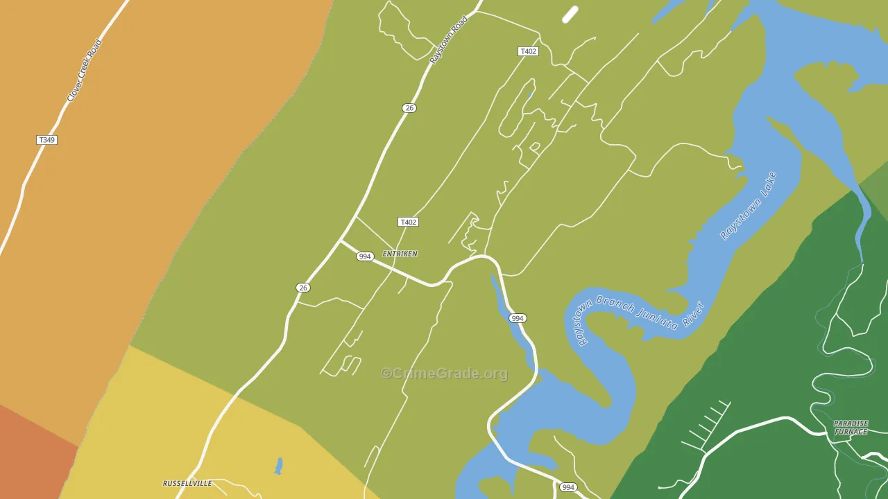 Entriken, PA Map of Drug-Related Crime Rates