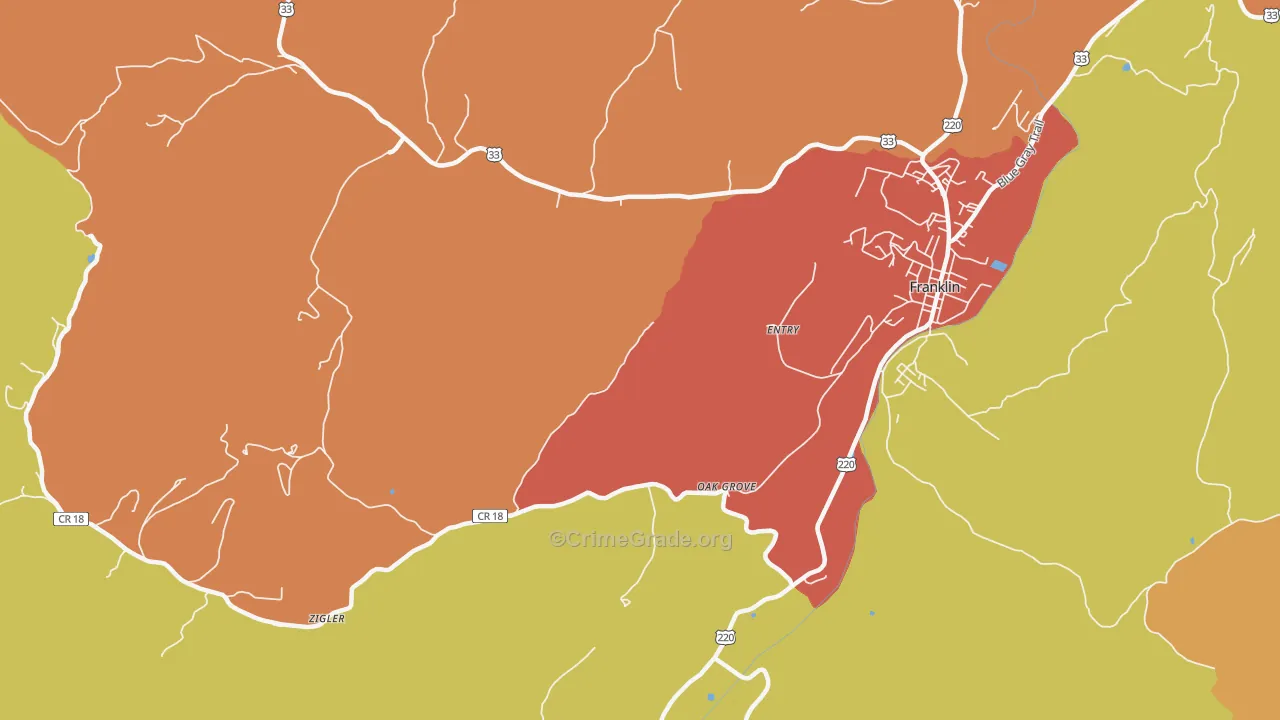Entry, WV Map of Drug-Related Crime Rates