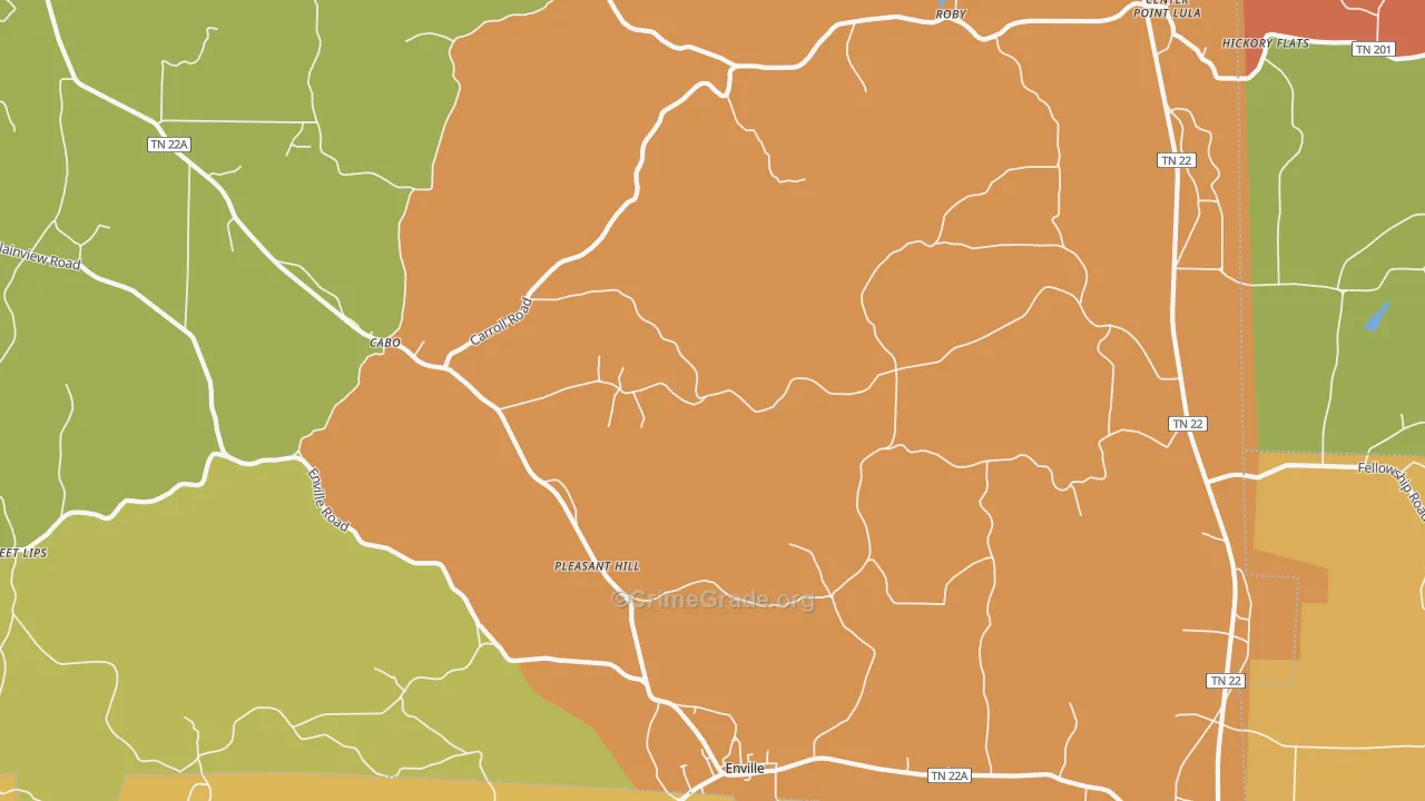 Enville, TN Map of Drug-Related Crime Rates