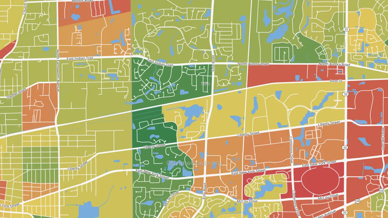 Eola, IL Map of Drug-Related Crime Rates