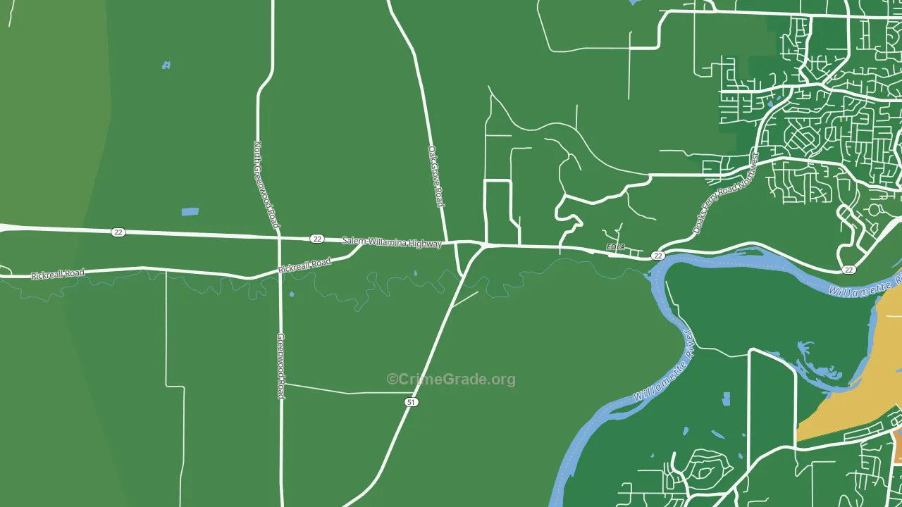 Eola, OR Map of Drug-Related Crime Rates
