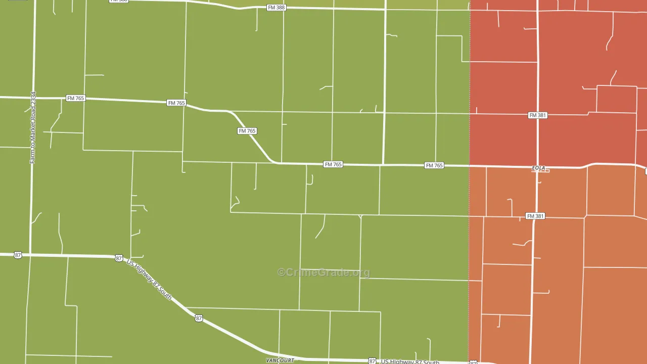 Eola, TX Map of Drug-Related Crime Rates