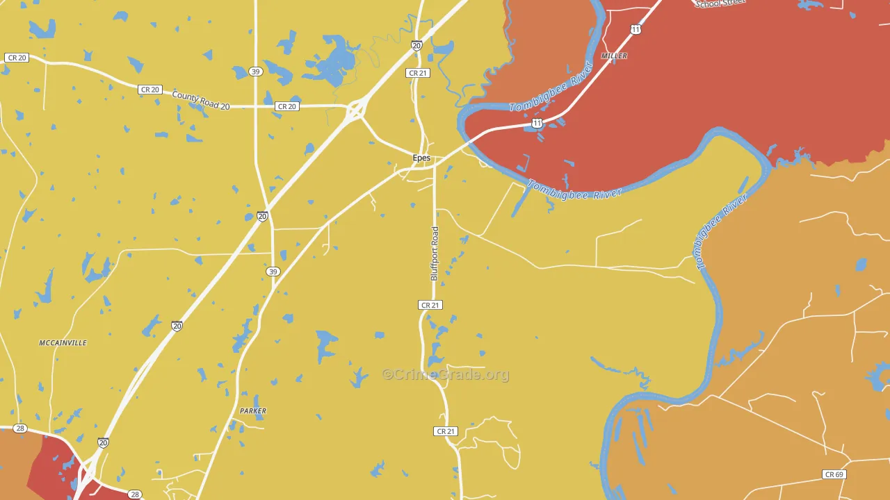 Epes, AL Map of Drug-Related Crime Rates