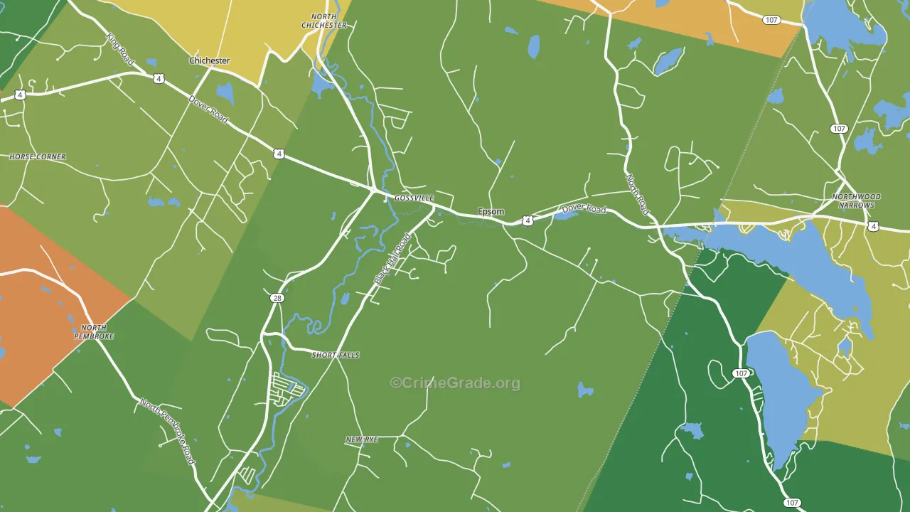 Epsom, NH Map of Drug-Related Crime Rates
