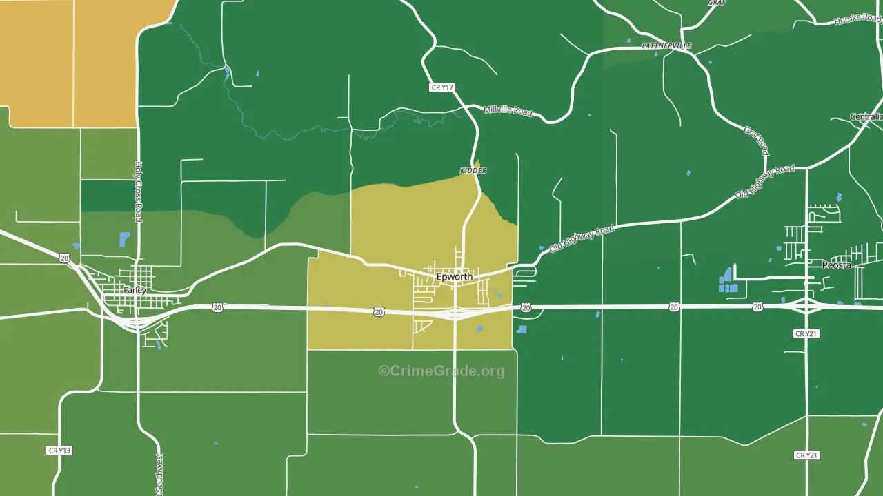 Epworth, IA Map of Drug-Related Crime Rates