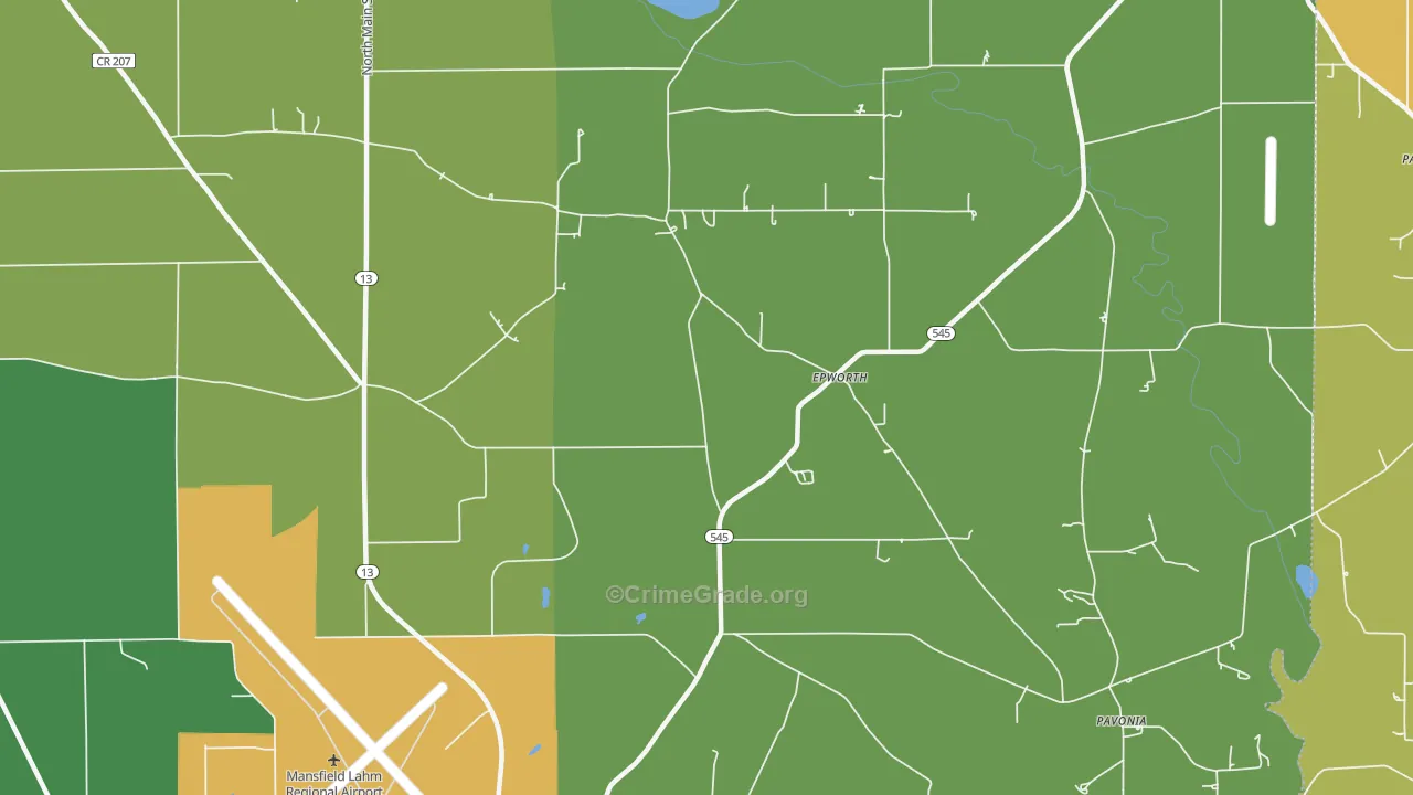 Epworth, OH Map of Drug-Related Crime Rates