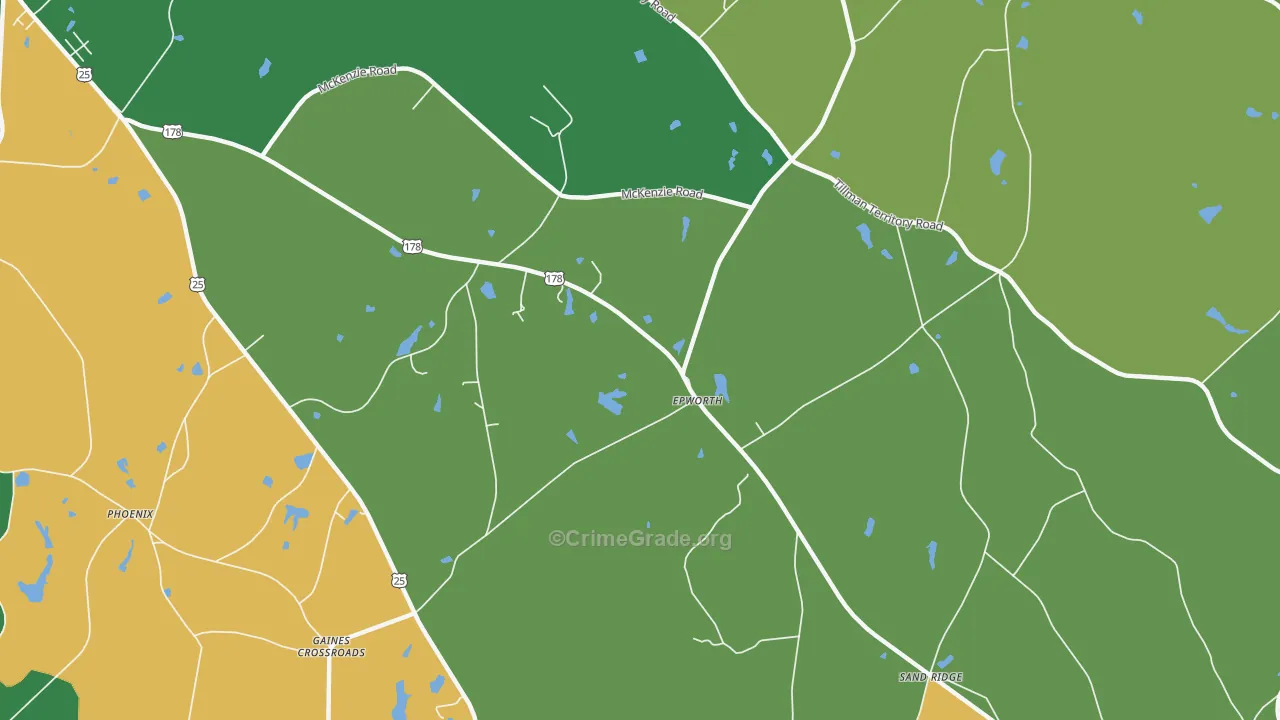 Epworth, SC Map of Drug-Related Crime Rates