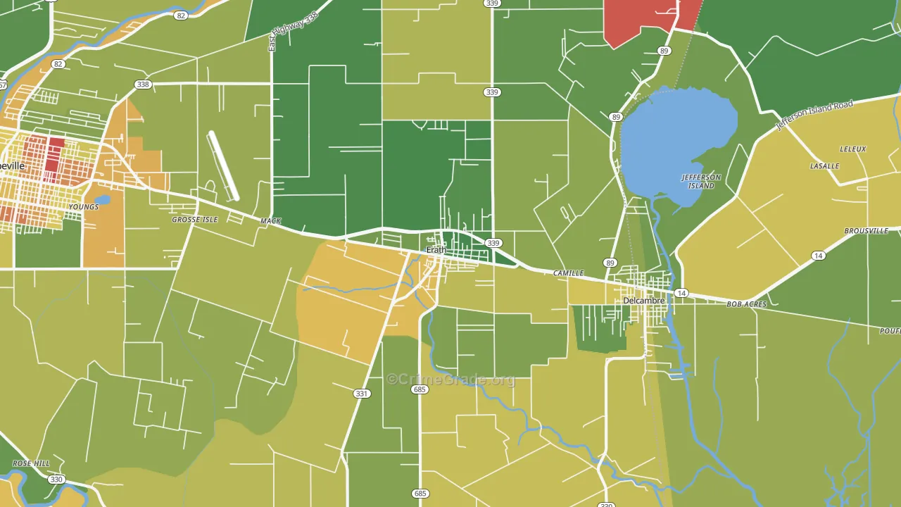 Erath, LA Map of Drug-Related Crime Rates