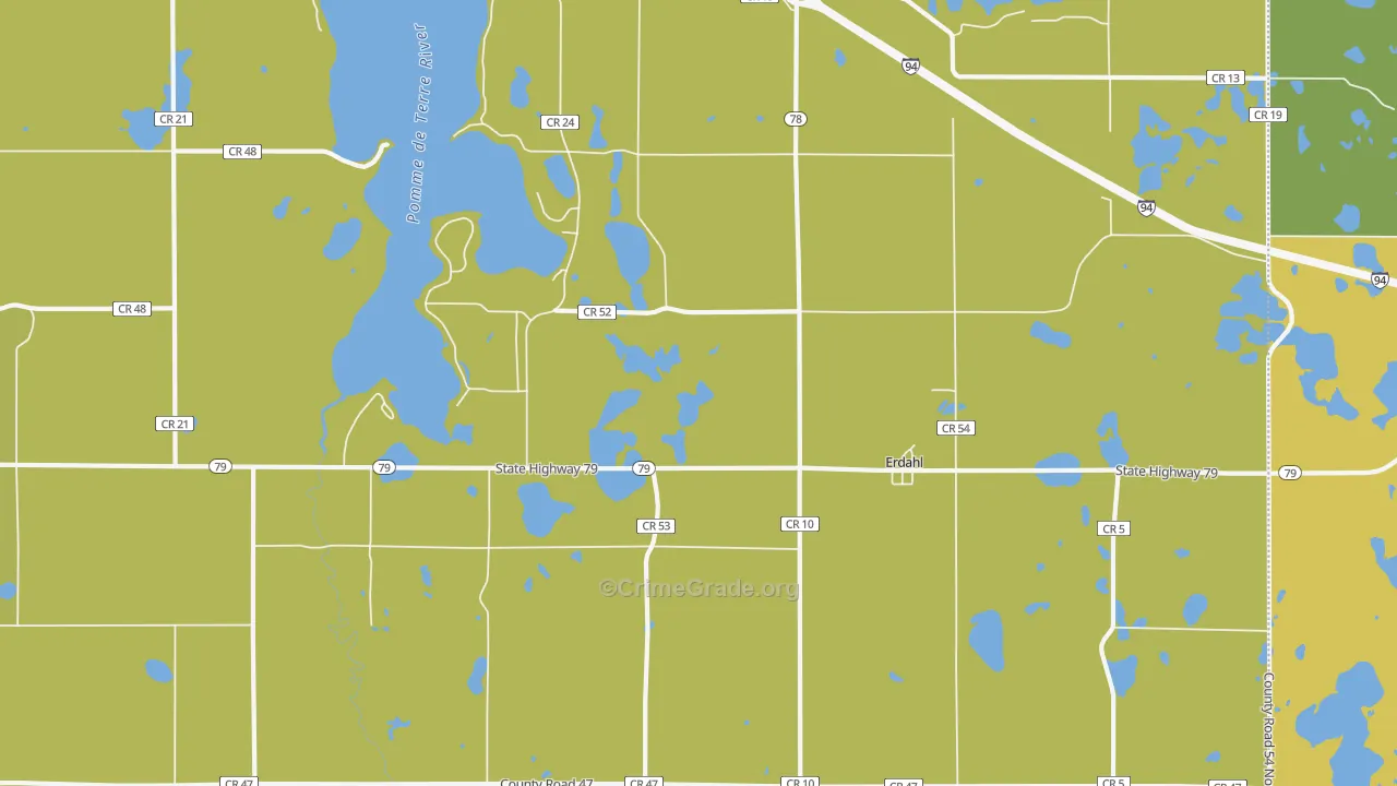 Erdahl, MN Map of Drug-Related Crime Rates