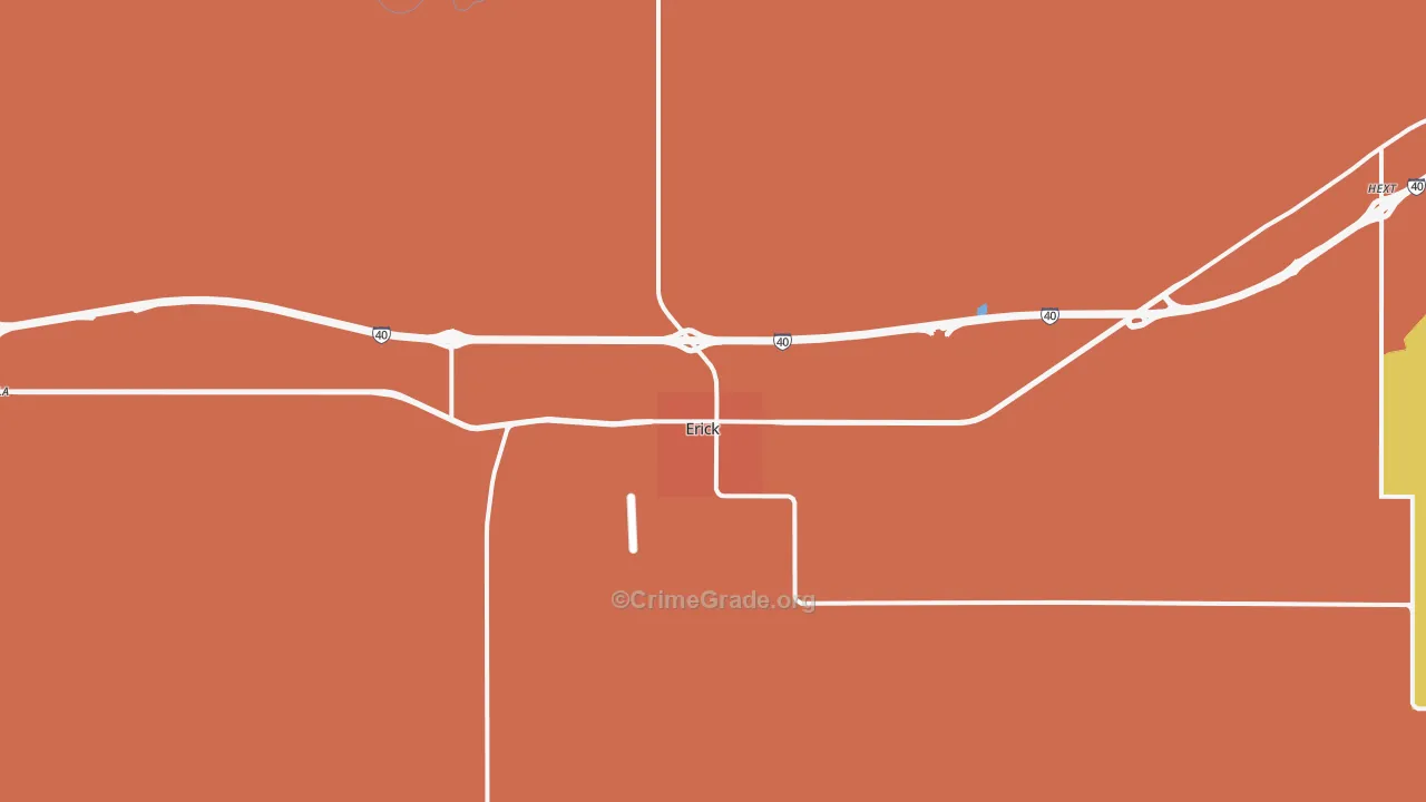 Erick, OK Map of Drug-Related Crime Rates