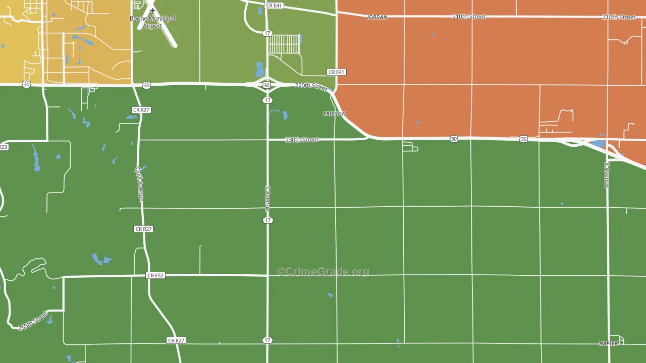 Ericson, IA Map of Drug-Related Crime Rates