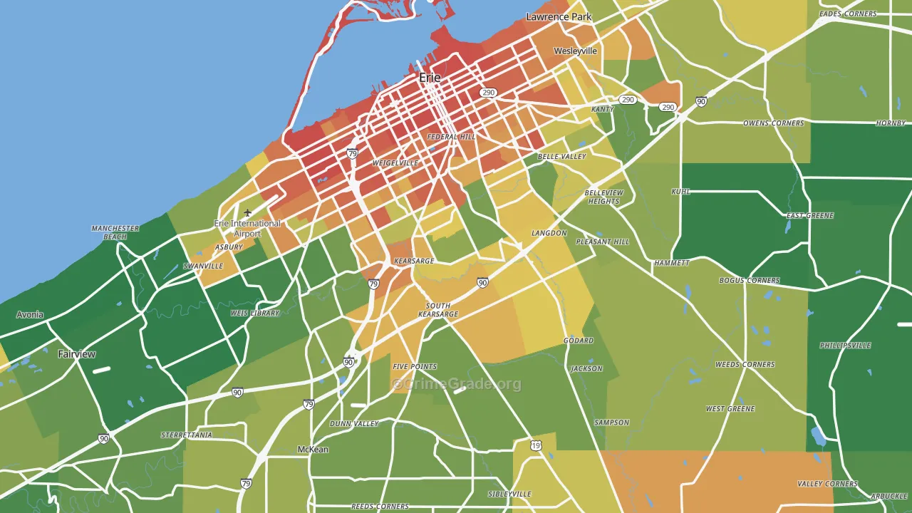 Erie County, PA Map of Drug-Related Crime Rates