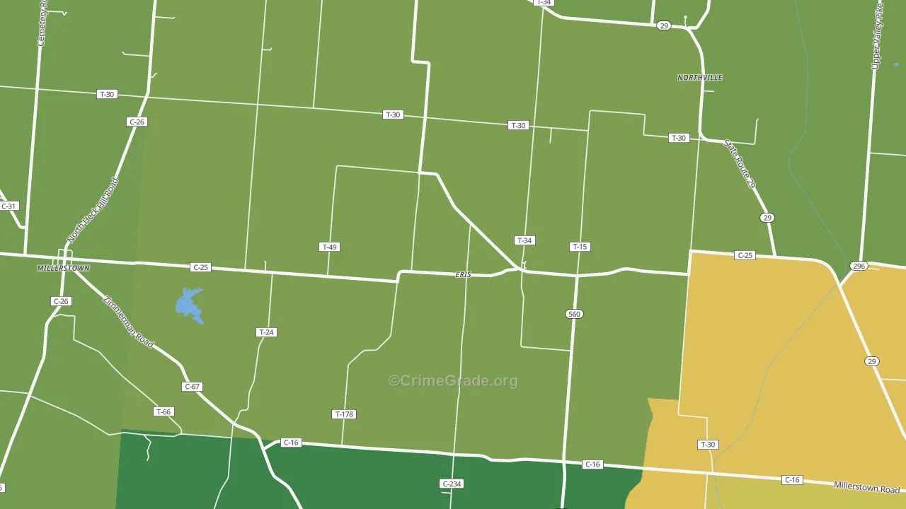 Eris, OH Map of Drug-Related Crime Rates