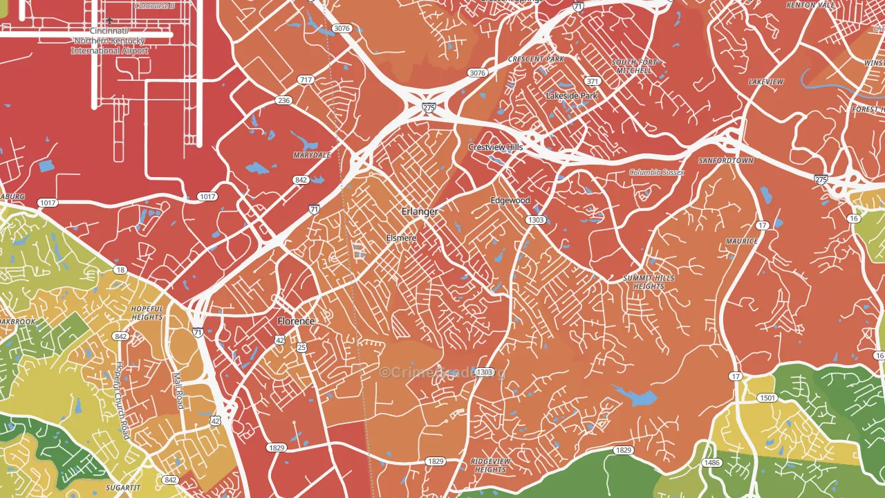 Erlanger, KY Map of Drug-Related Crime Rates