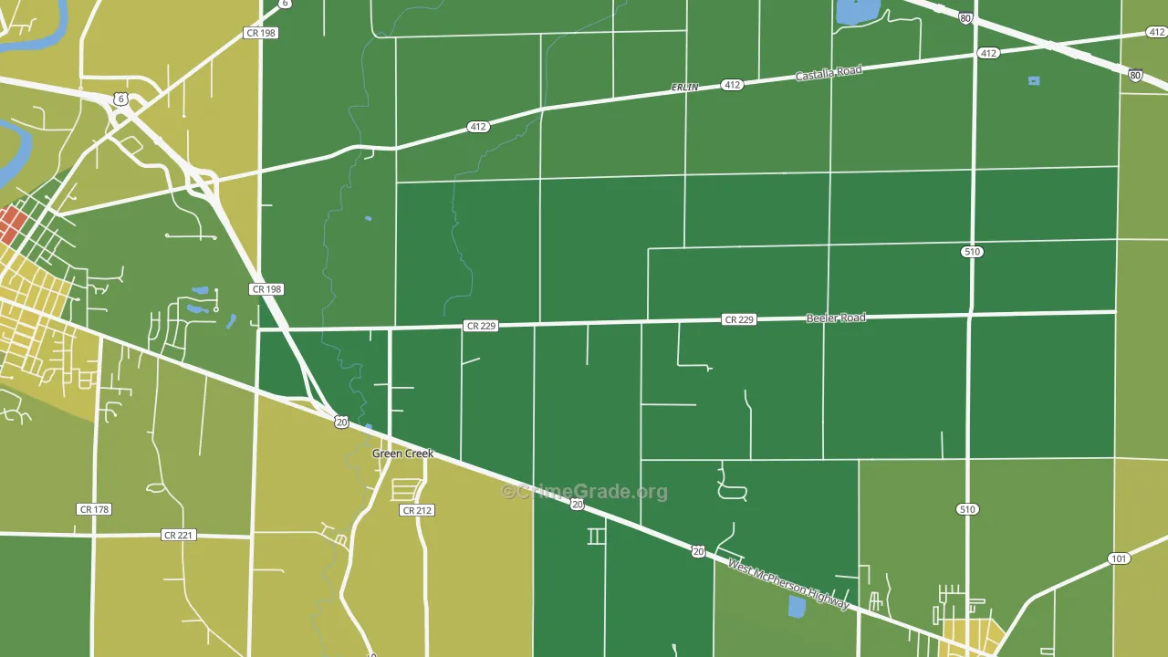 Erlin, OH Map of Drug-Related Crime Rates