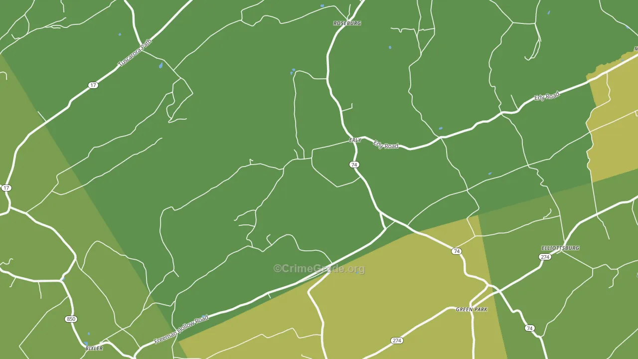 Erly, PA Map of Drug-Related Crime Rates