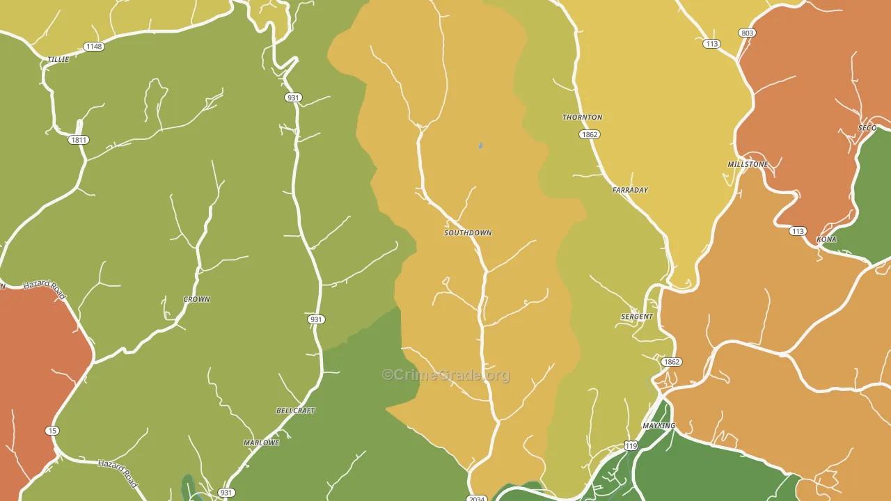 Ermine, KY Map of Drug-Related Crime Rates