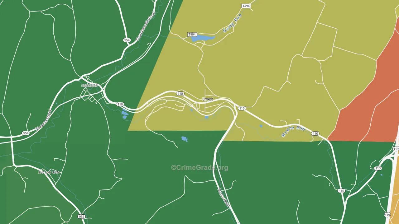 Ernest, PA Map of Drug-Related Crime Rates
