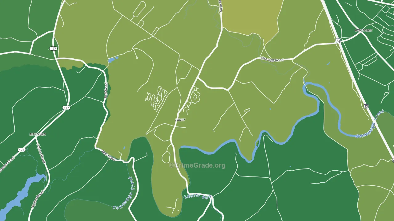 Erney, PA Map of Drug-Related Crime Rates