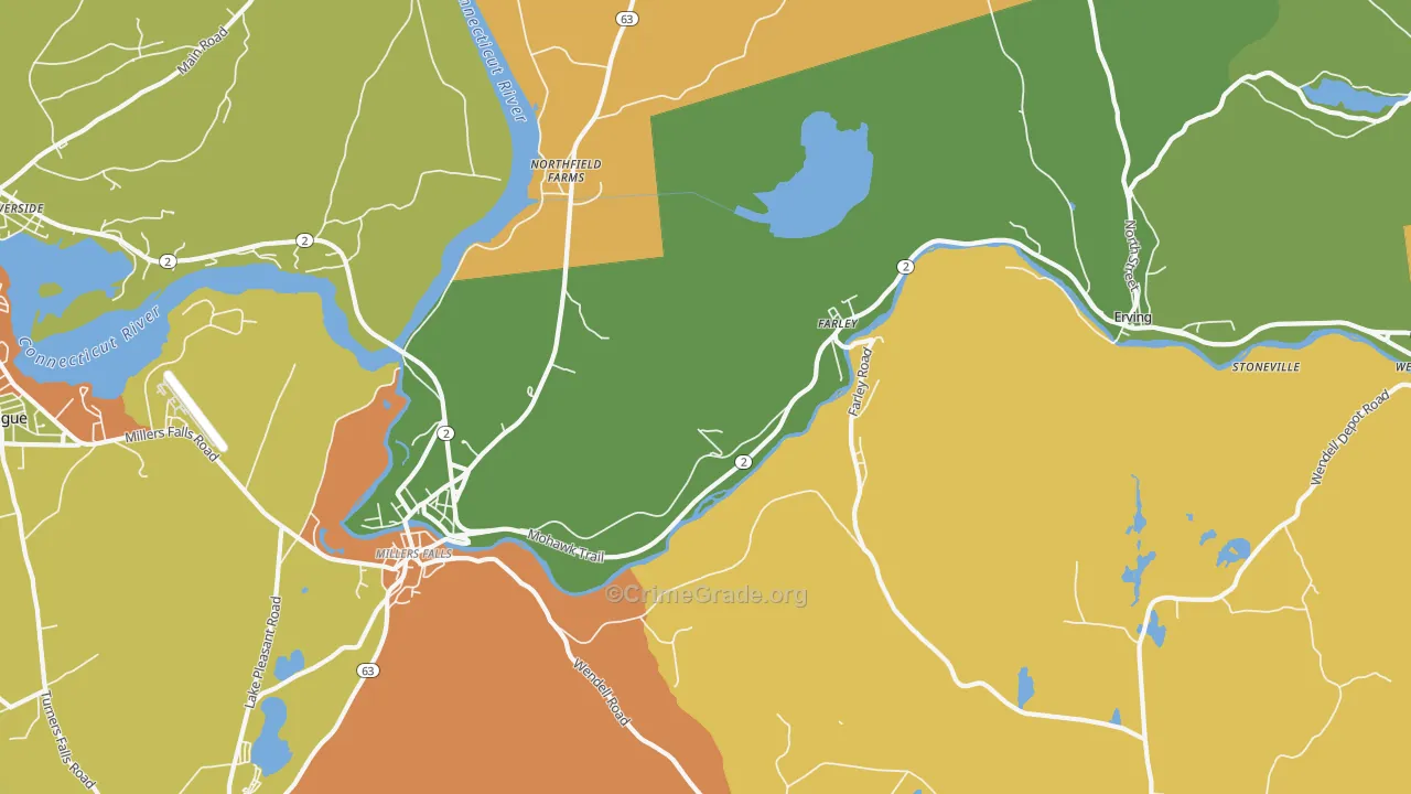 Erving, MA Map of Drug-Related Crime Rates