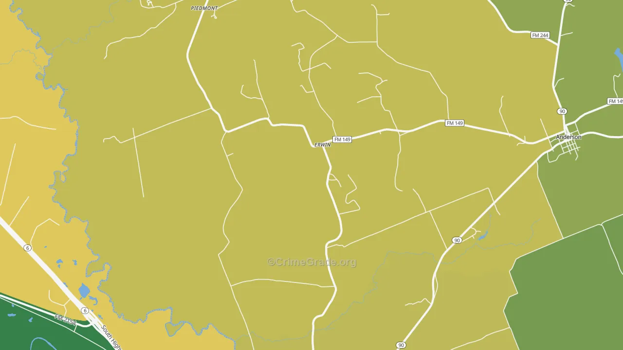 Erwin, TX Map of Drug-Related Crime Rates