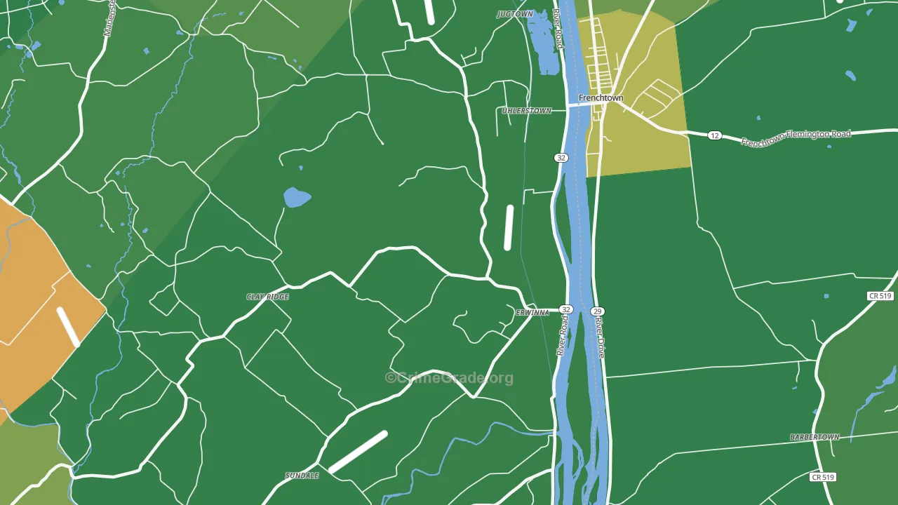 Erwinna, PA Map of Drug-Related Crime Rates